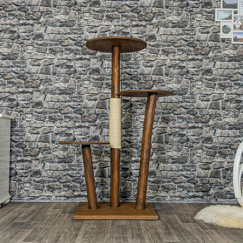 Outdoor Naturkratzbaum CA0006 Kratzbaum Natur Holz Design 137 cm hoch Katzenbaum