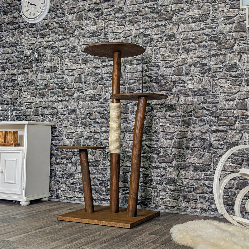 Outdoor Naturkratzbaum CA0006 Kratzbaum Natur Holz Design 137 cm hoch Katzenbaum