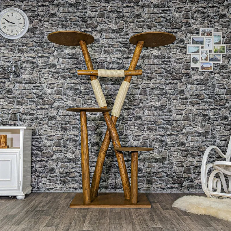 Outdoor Naturkratzbaum CA0013 Kratzbaum Natur Holz Design 175 cm hoch Katzenbaum