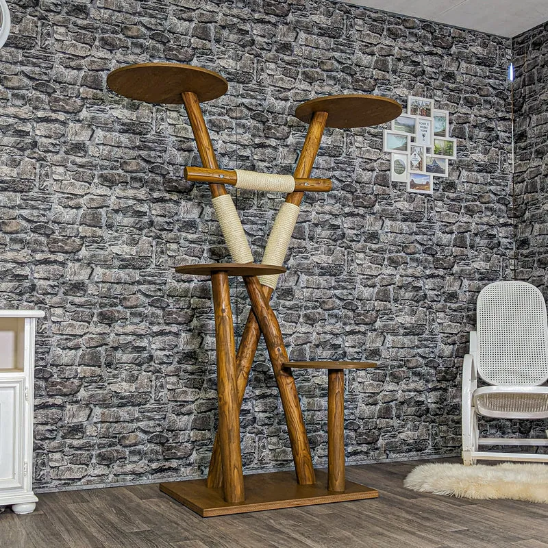 Outdoor Naturkratzbaum CA0013 Kratzbaum Natur Holz Design 175 cm hoch Katzenbaum