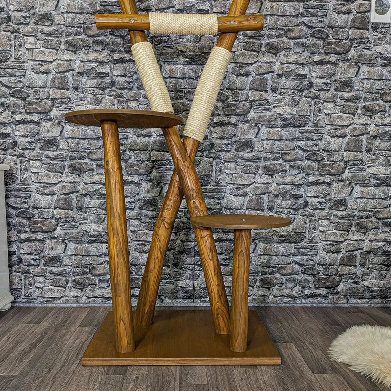Outdoor Naturkratzbaum CA0013 Kratzbaum Natur Holz Design 175 cm hoch Katzenbaum