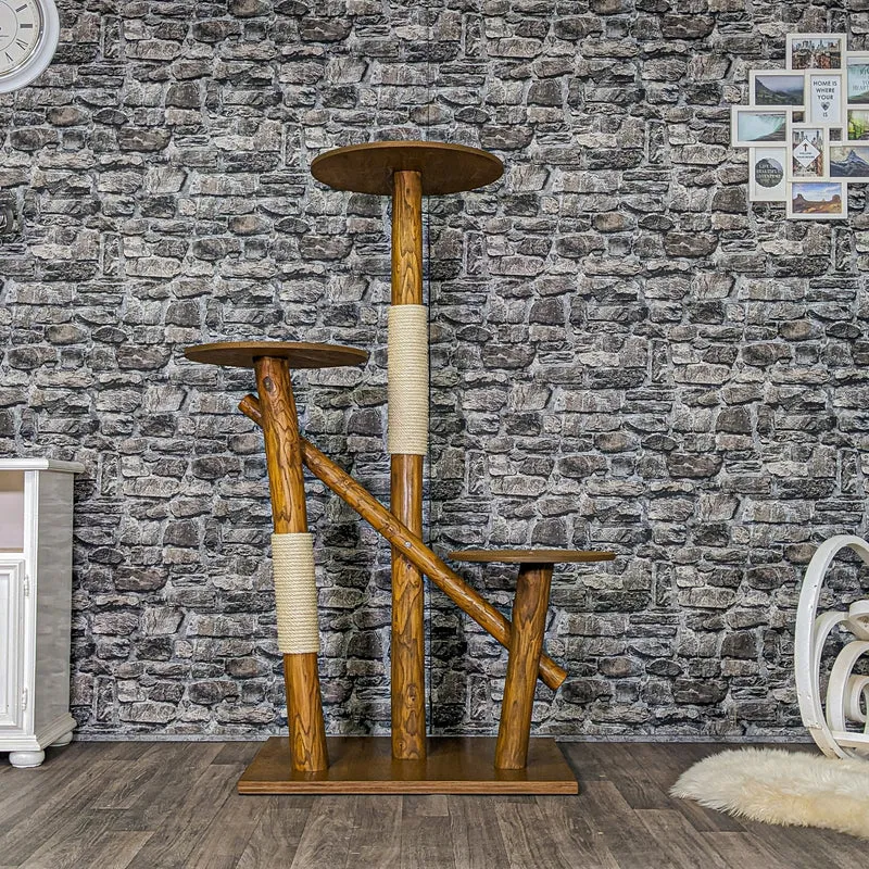 Outdoor Naturkratzbaum CA0015 Kratzbaum Natur Holz Design 155 cm hoch Katzenbaum