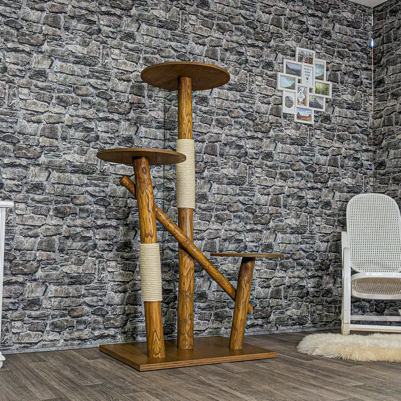 Outdoor Naturkratzbaum CA0015 Kratzbaum Natur Holz Design 155 cm hoch Katzenbaum
