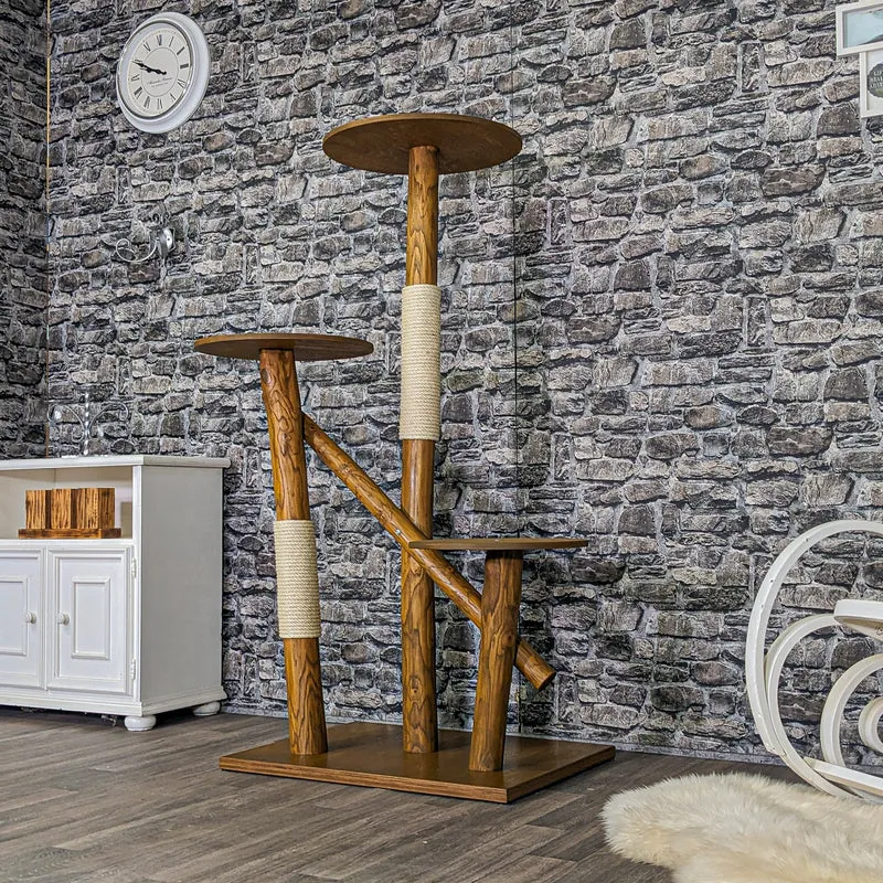Outdoor Naturkratzbaum CA0015 Kratzbaum Natur Holz Design 155 cm hoch Katzenbaum