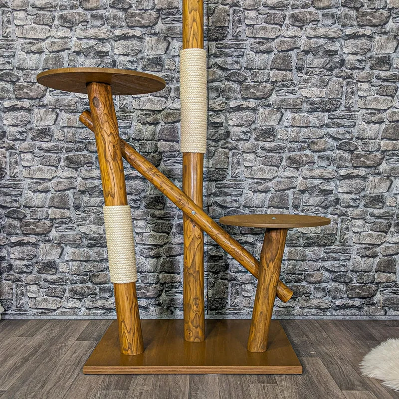 Outdoor Naturkratzbaum CA0015 Kratzbaum Natur Holz Design 155 cm hoch Katzenbaum