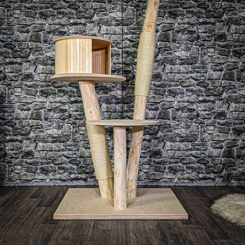 Naturkratzbaum C0042 Kratzbaum Natur Holz Design 157 cm hoch Katzenbaum