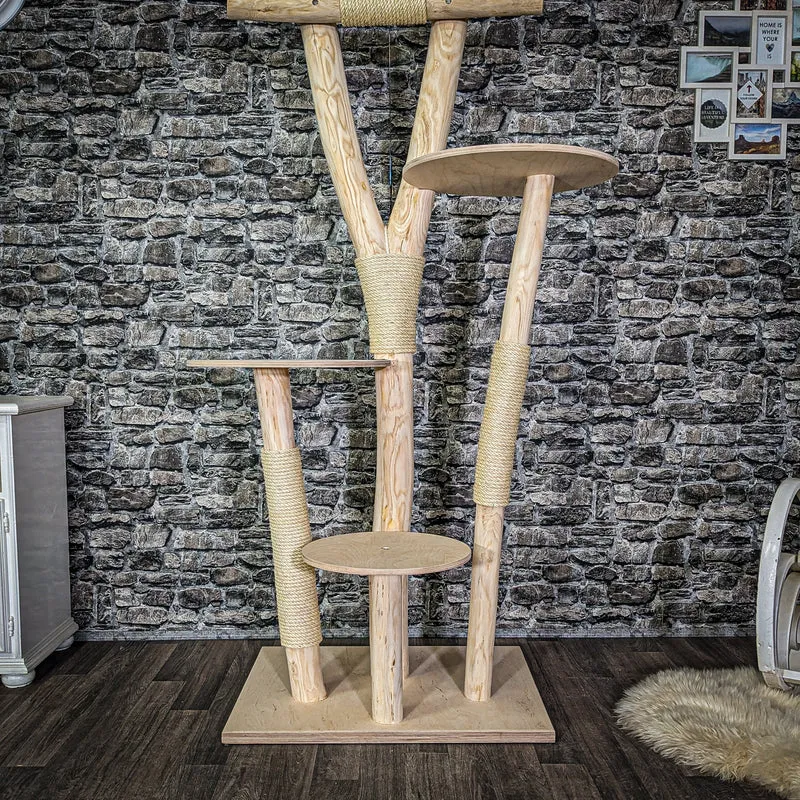 Naturkratzbaum C0044 Kratzbaum Natur Holz Design 205 cm hoch Katzenbaum