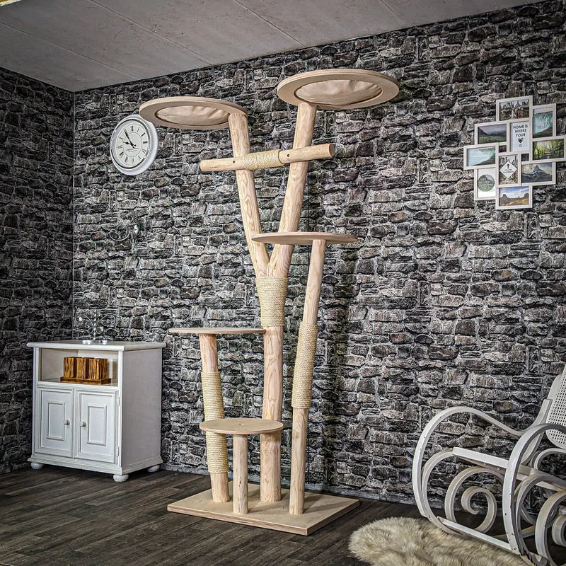 Naturkratzbaum C0044 Kratzbaum Natur Holz Design 205 cm hoch Katzenbaum