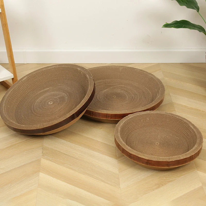 Kratzpappe für Katzen, Katzenbetten, Ovales, rundes, Wellpapier, Umweltfreundliches Material, Klein, Mittel, Groß, Extragroß