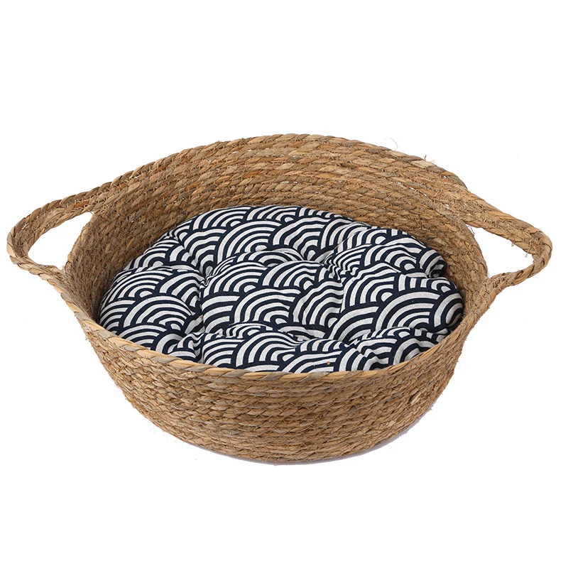 Katzen Kratzpappe, Rattan Katzenbett Weben, Hochwertige Pflanzenfasern, Geeignet für alle Jahreszeiten, Zufällige Farbe