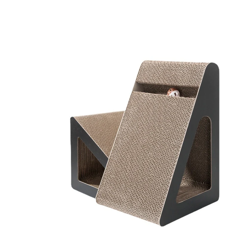 Katzen Kratzpappe, Schwarze, Orange, Holz, 3D Dreiecksform, Mit Löchern Zum Durchkriechen, Glocken Versuchung
