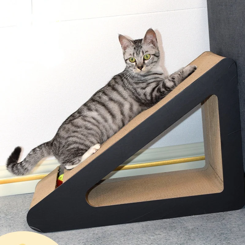 Katzen Kratzpappe, Schwarze, Orange, Holz, 3D Dreiecksform, Mit Löchern Zum Durchkriechen, Glocken Versuchung