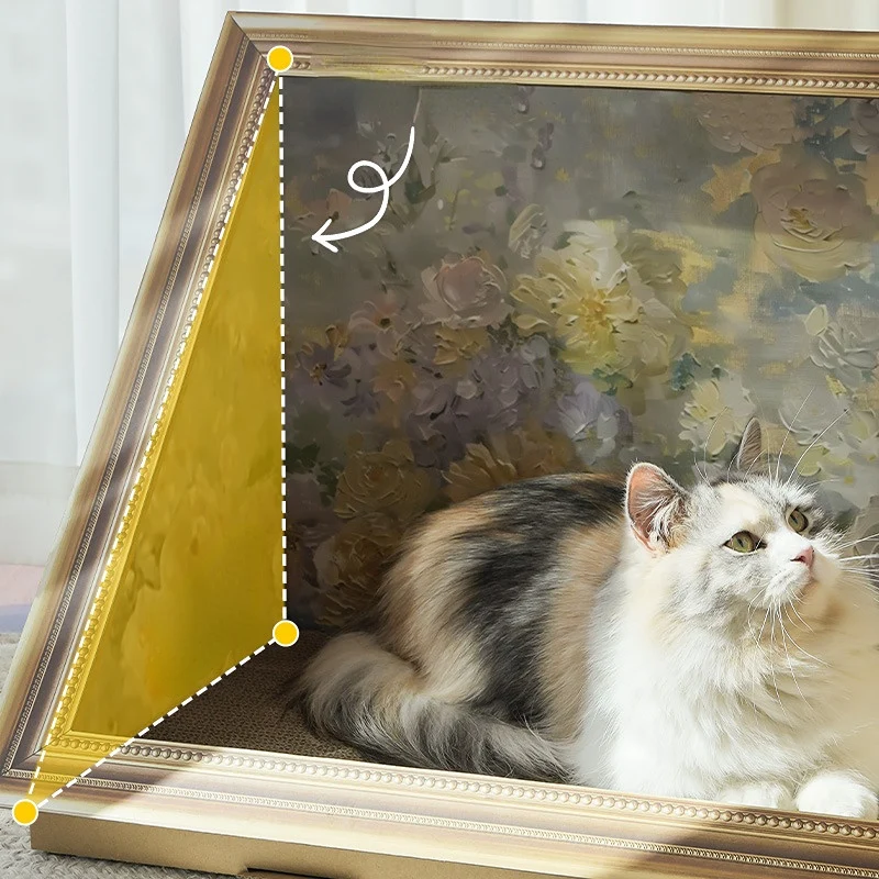 Kratzbrett für Katzen, 3D-Retro Ölgemälde Design, Extra dickes Wellpappe, Geeignet für Katzen unter 7,5 kg, Maximale Komfort (1 Stück)