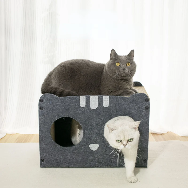 Kratzpappe für Katzen, Interaktives Katzenspielzeug, Karton-Squirrel Design, Standfestes Doppelstöckiges