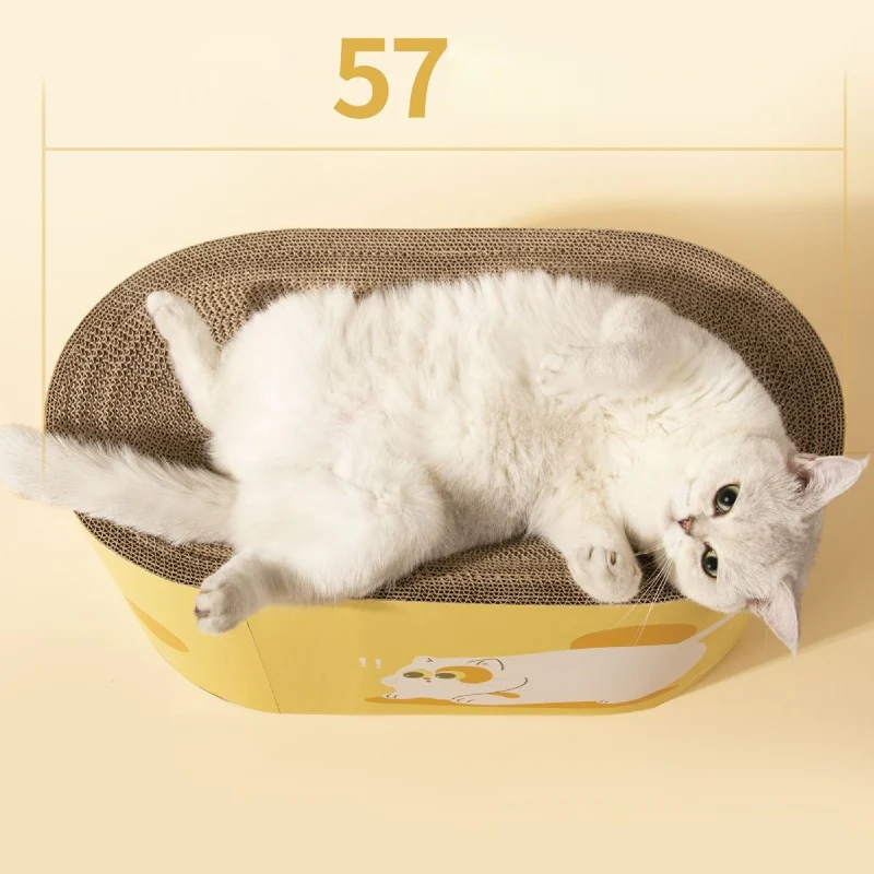 Kratzbrett für Katzen, Doppellagiges ovales Katzenkratzbrett, Katzentunnel und Katzenbett, 57 cm große gewölbte Oberfläche