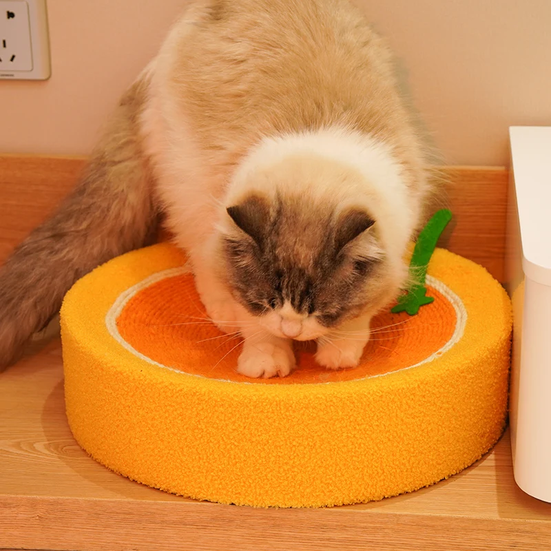Kratzbrett Katze mit integriertem Katzenbett, hochwertigem Sisal Material, Orange Thema, perfekt zum Austoben für Katzen