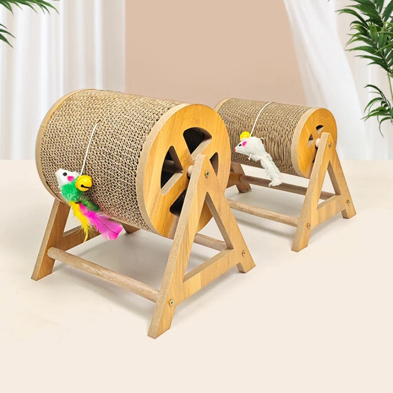 Kratzbrett für Katzen, Katzen Kratzrolle, Wellpappe mit Glöckchenspielball, Zwei Größen, langlebig & stilvoll
