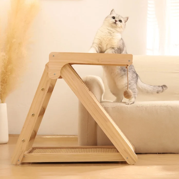 Katzen Kratzpappe, Dreiecksspielzeug, Wellpappe für Katzen, Sisalball zur Krallenpflege & Unterhaltung