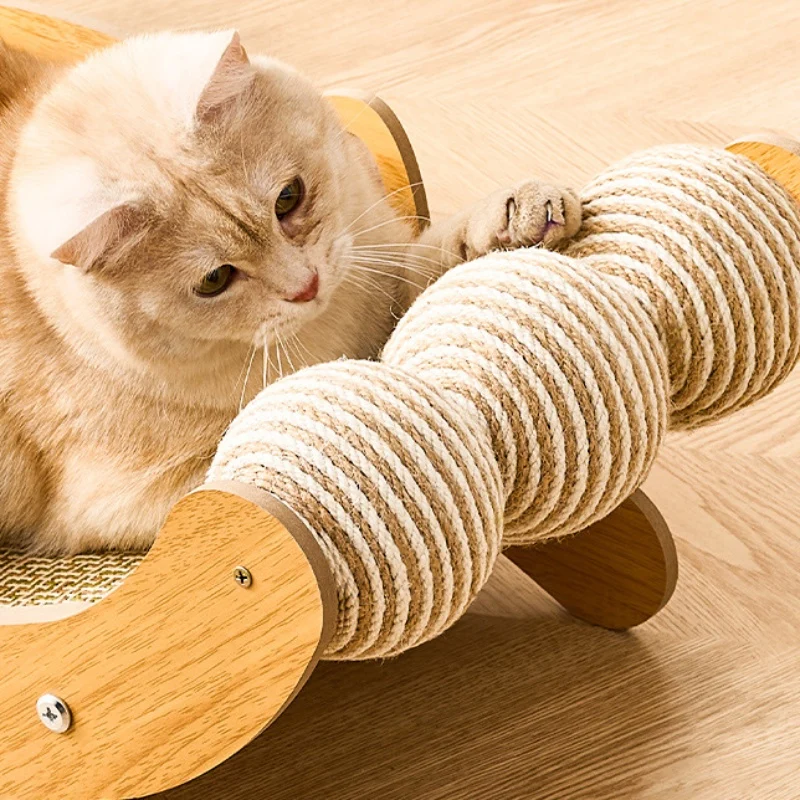 Kratzbrett Katze, Kratzmöbel Katze, Loungesessel, aus Sisal mit Kühlmatte, Beige, 4 Jahreszeiten geeignet