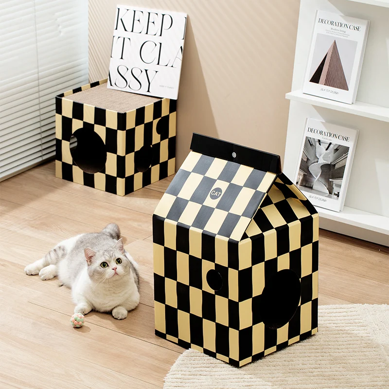 Kratzbrett für Katzen, aus Wellpappe, Drei Designs, Vielfältige für Spiel und Entspannung, Perfekt für Katzen jeden Alters (1 Stück)