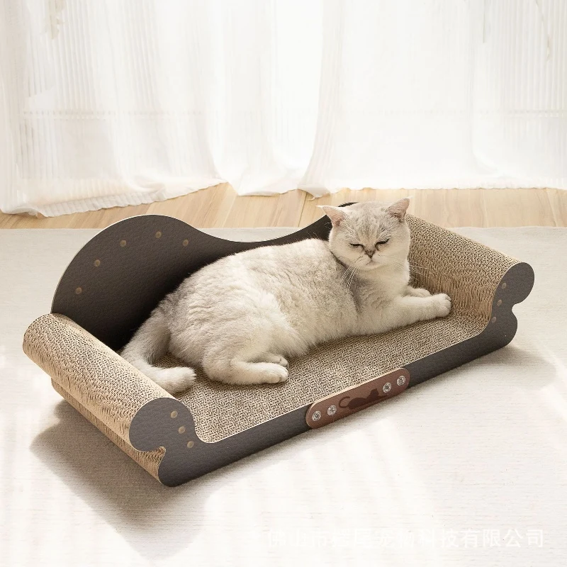 Kratzpappe Katze, kratzbrett mit geschwungener Form, Sofa-Design Kratzspielzeug für Katzen, Schwarz