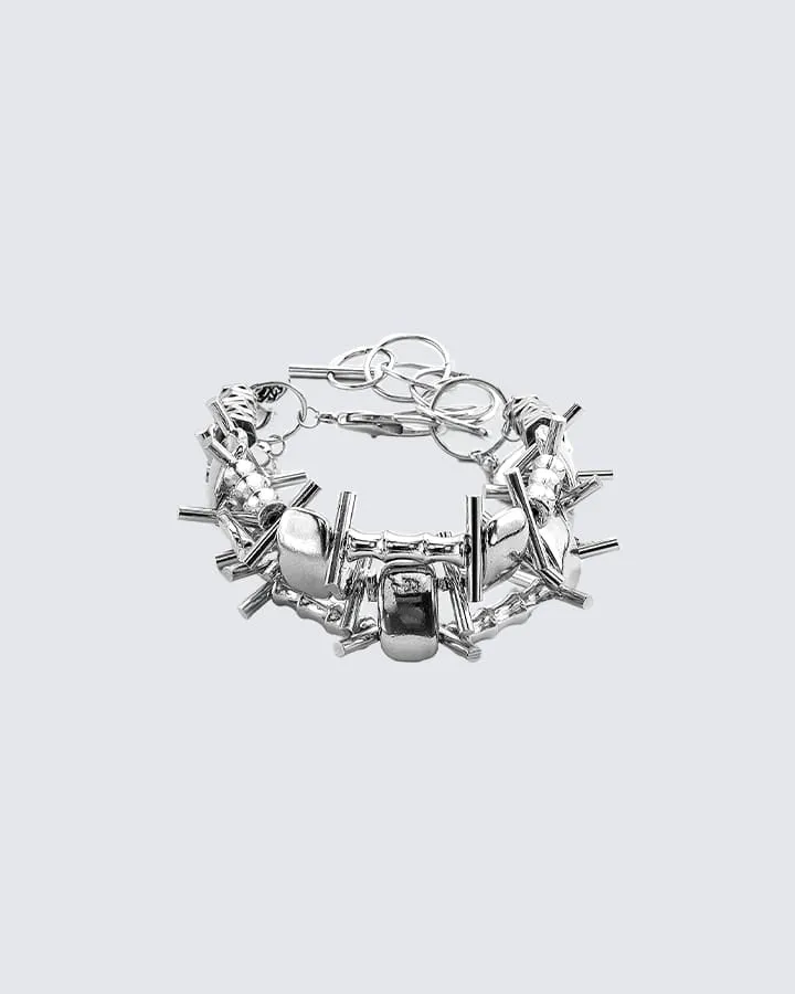 Futuristic Heavy Craft Unisex Punk Titanium Steel Bracelet