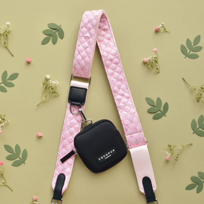 Taschengurt gestepptes Ditsy Floral Pink