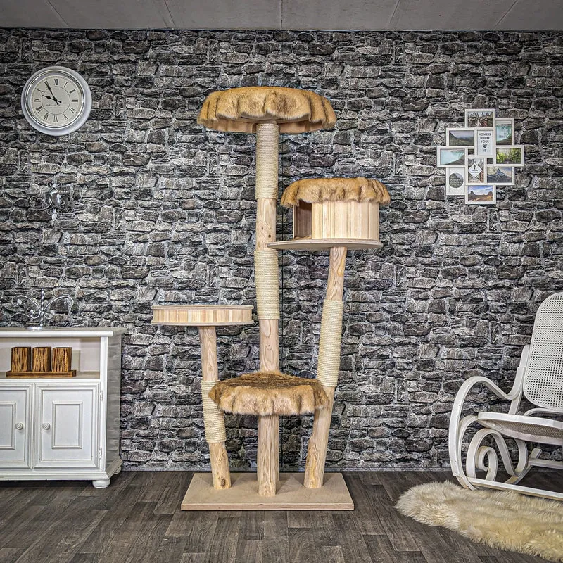 Naturkratzbaum C0013 Kratzbaum Natur Holz Design 190 cm hoch Katzenbaum
