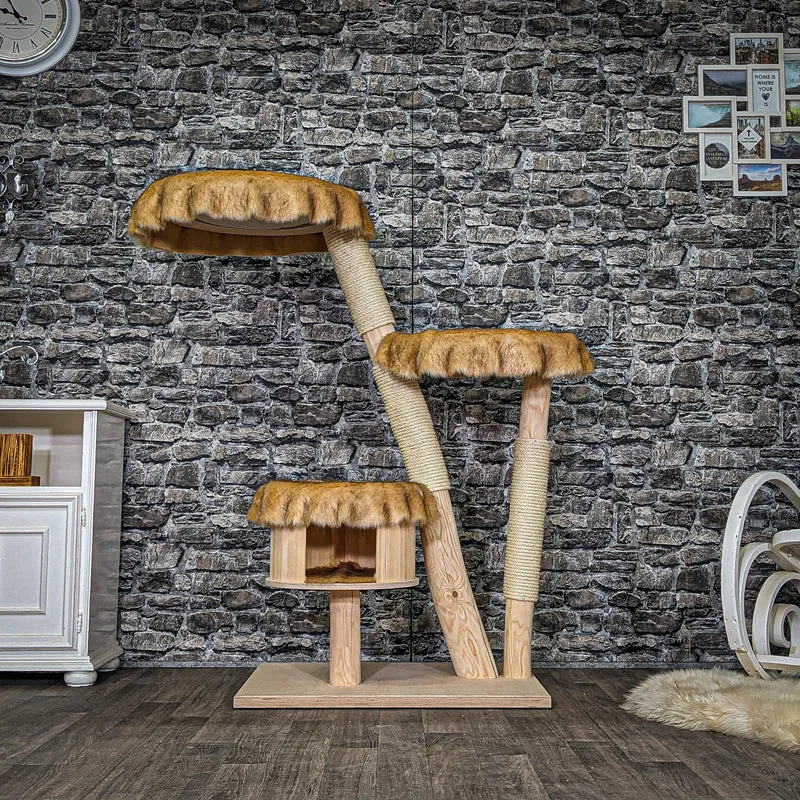 Naturkratzbaum C0010 Kratzbaum Natur Holz Design 134 cm hoch Katzenbaum