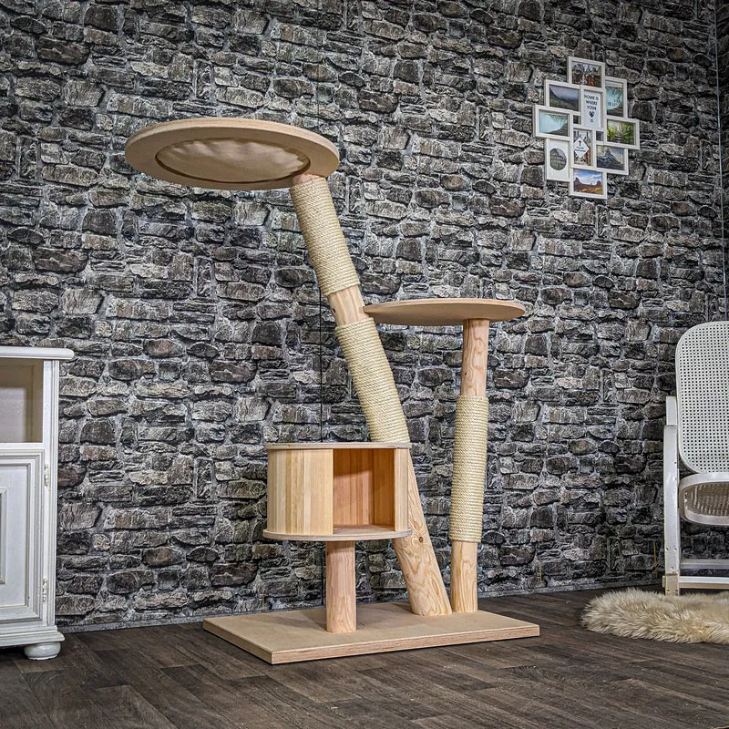 Naturkratzbaum C0010 Kratzbaum Natur Holz Design 134 cm hoch Katzenbaum