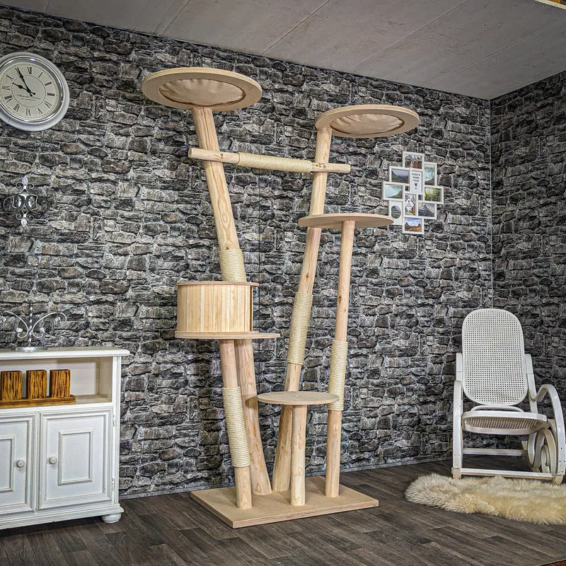 Naturkratzbaum C0007 Kratzbaum Natur Holz Design 218 cm hoch Katzenbaum