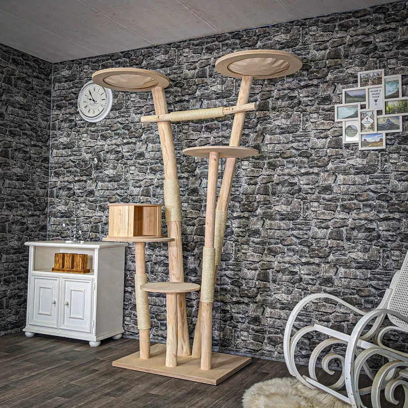 Naturkratzbaum C0007 Kratzbaum Natur Holz Design 218 cm hoch Katzenbaum