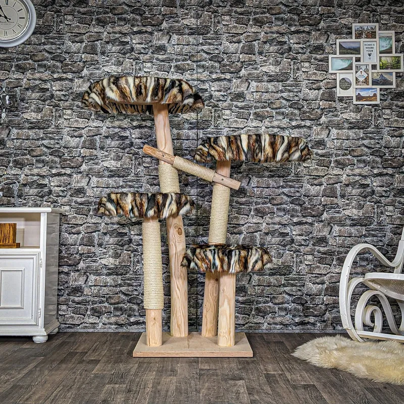 Naturkratzbaum C0006 Kratzbaum Natur Holz Design 145 cm hoch Katzenbaum