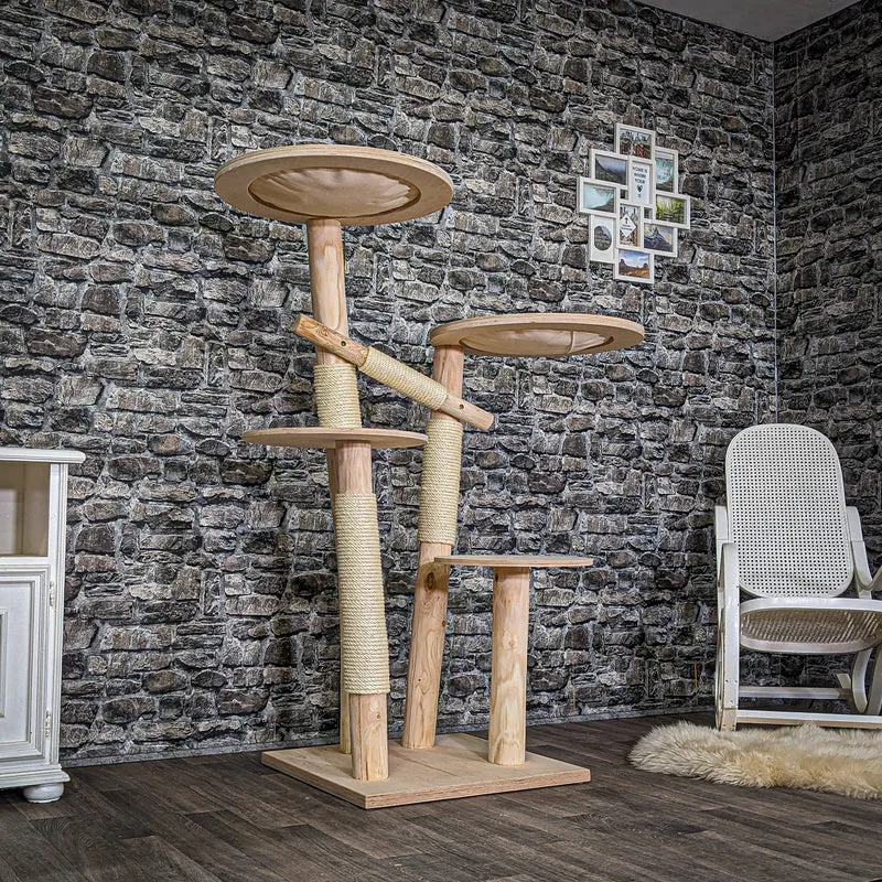 Naturkratzbaum C0006 Kratzbaum Natur Holz Design 145 cm hoch Katzenbaum