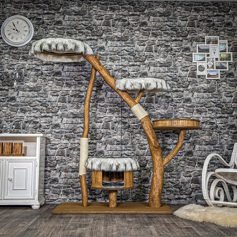 Naturkratzbaum 4033 Kratzbaum Natur Holz Design 174 cm hoch Katzenbaum