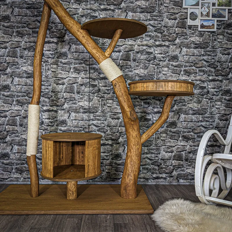 Naturkratzbaum 4033 Kratzbaum Natur Holz Design 174 cm hoch Katzenbaum