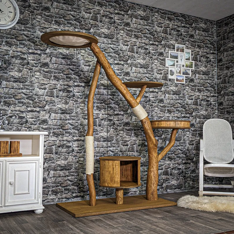 Naturkratzbaum 4033 Kratzbaum Natur Holz Design 174 cm hoch Katzenbaum