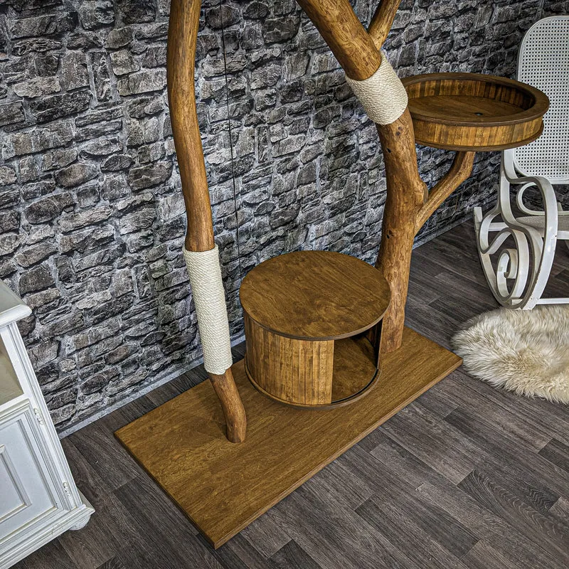 Naturkratzbaum 4033 Kratzbaum Natur Holz Design 174 cm hoch Katzenbaum