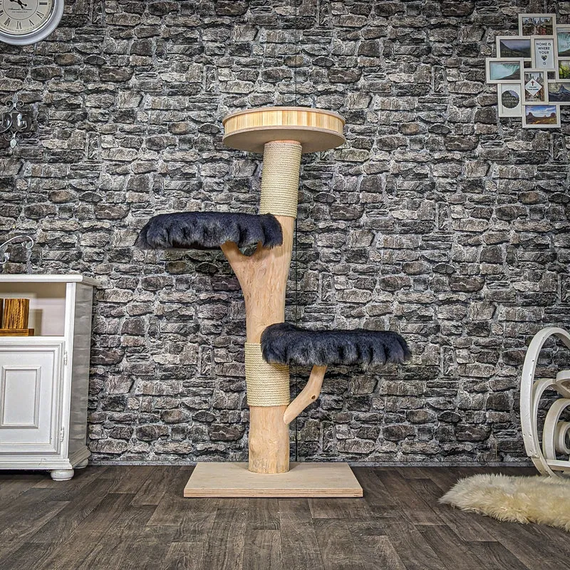 Naturkratzbaum 4032 Kratzbaum Natur Holz Design 145 cm hoch Katzenbaum