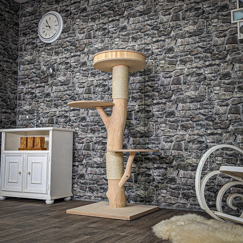 Naturkratzbaum 4032 Kratzbaum Natur Holz Design 145 cm hoch Katzenbaum