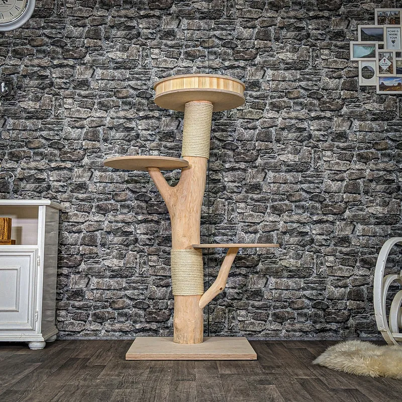 Naturkratzbaum 4032 Kratzbaum Natur Holz Design 145 cm hoch Katzenbaum