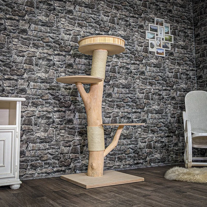 Naturkratzbaum 4032 Kratzbaum Natur Holz Design 145 cm hoch Katzenbaum