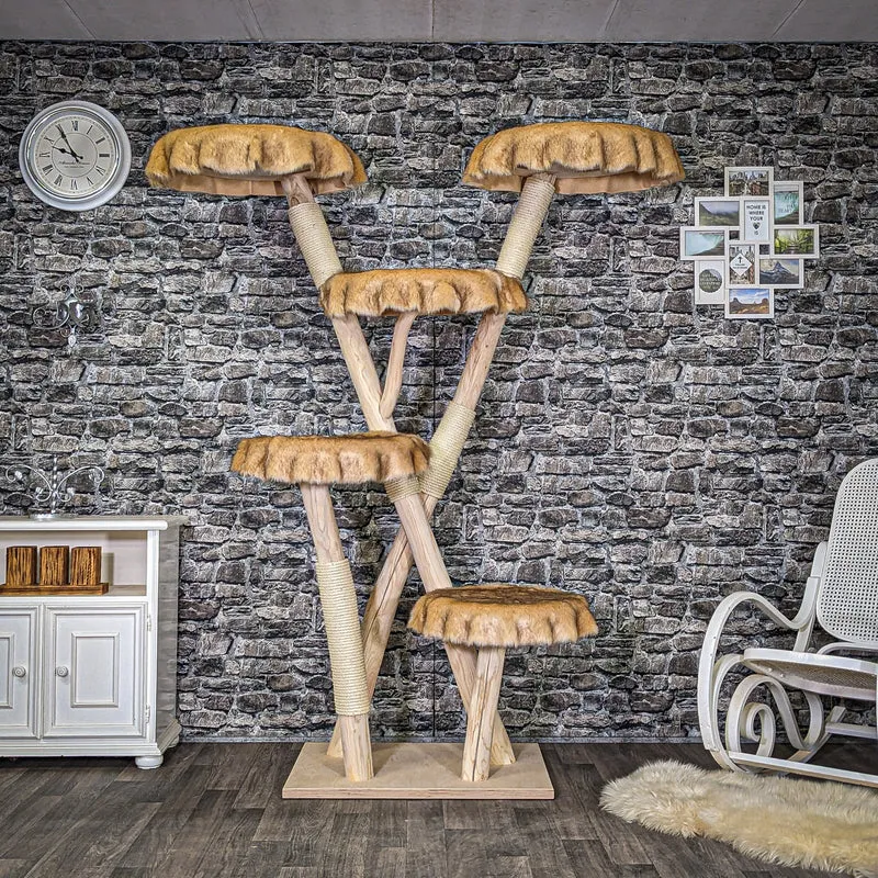 Naturkratzbaum C0003 Kratzbaum Natur Holz Design 196 cm hoch Katzenbaum