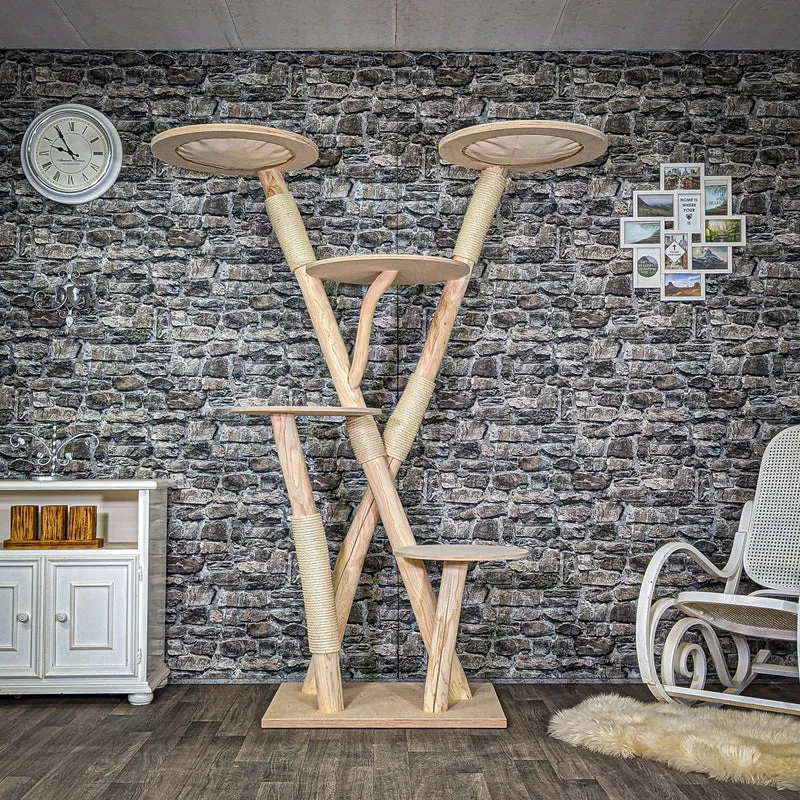 Naturkratzbaum C0003 Kratzbaum Natur Holz Design 196 cm hoch Katzenbaum