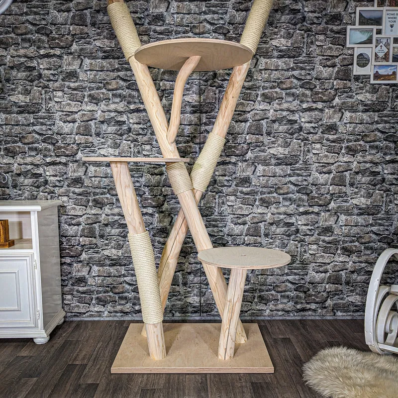 Naturkratzbaum C0003 Kratzbaum Natur Holz Design 196 cm hoch Katzenbaum