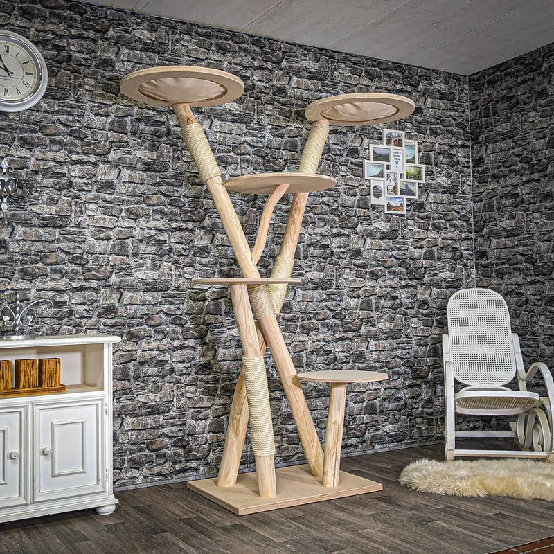 Naturkratzbaum C0003 Kratzbaum Natur Holz Design 196 cm hoch Katzenbaum