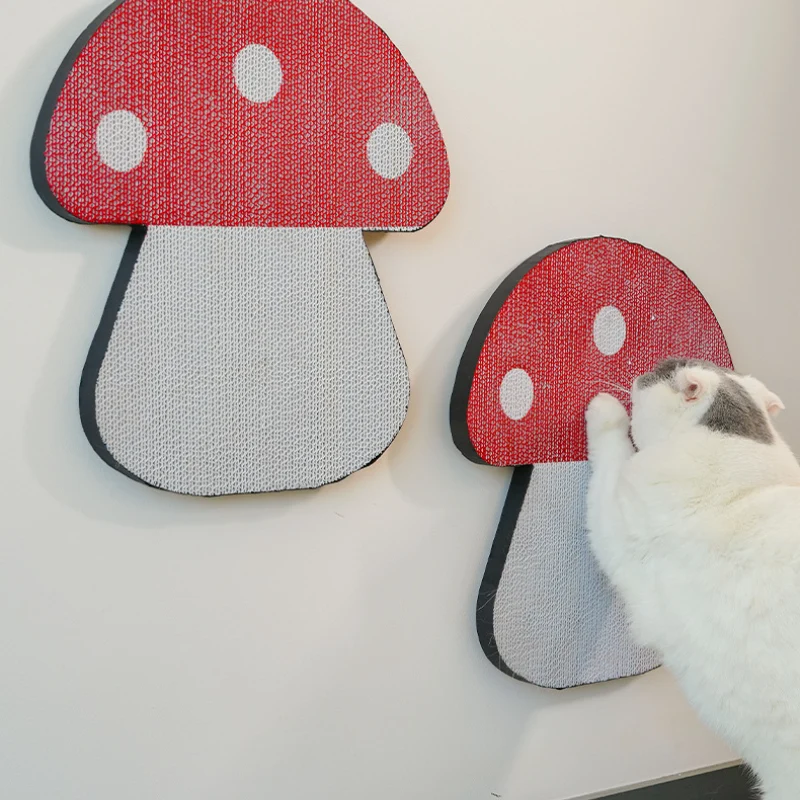 Kratzbrett für Katzen, roten Pilz Paste Wand Design, Dehnbar Kratzen, Kratzmatte aus Wellenpappe, Kratzsicher & langlebig