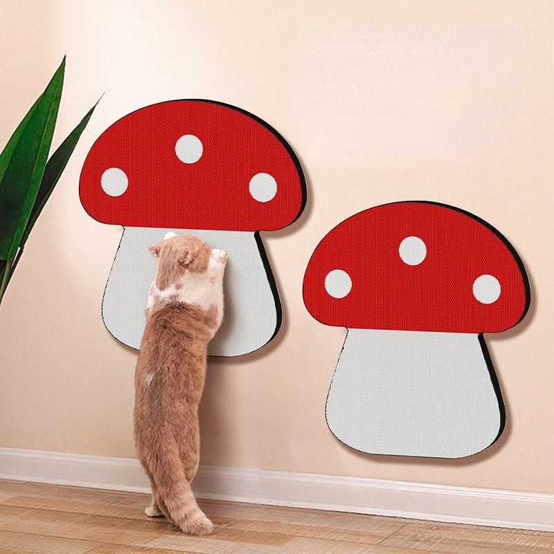 Kratzbrett für Katzen, roten Pilz Paste Wand Design, Dehnbar Kratzen, Kratzmatte aus Wellenpappe, Kratzsicher & langlebig
