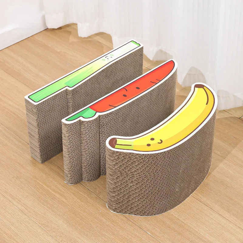 Kratzbrett Katze, Wellpappe, Banane, Karotte und Lauch, für verspielte und schlafen