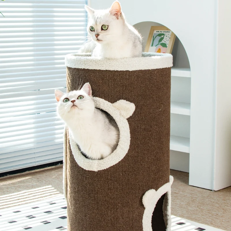 Kratztonne, Braun Sisaleimer, kratzbrett & Katzenbett, langlebige, platzsparendes Design für Mehrkatzenhaushalte
